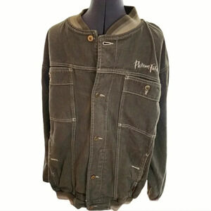 RARE VINTAGE PLATINUM Jacket FUBU jeans green DENIM Varsity Bomber streetwear